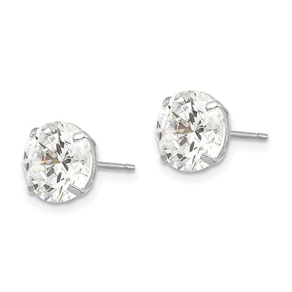 14K Weißgold 8mm Rund Zirkonia Ohrstecker