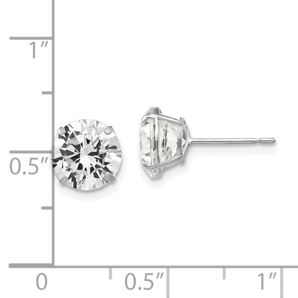 14K Weißgold 8mm Rund Zirkonia Ohrstecker