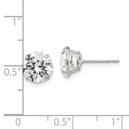 14K Weißgold 8mm Rund Zirkonia Ohrstecker