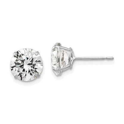 14K Weißgold 8mm Rund Zirkonia Ohrstecker