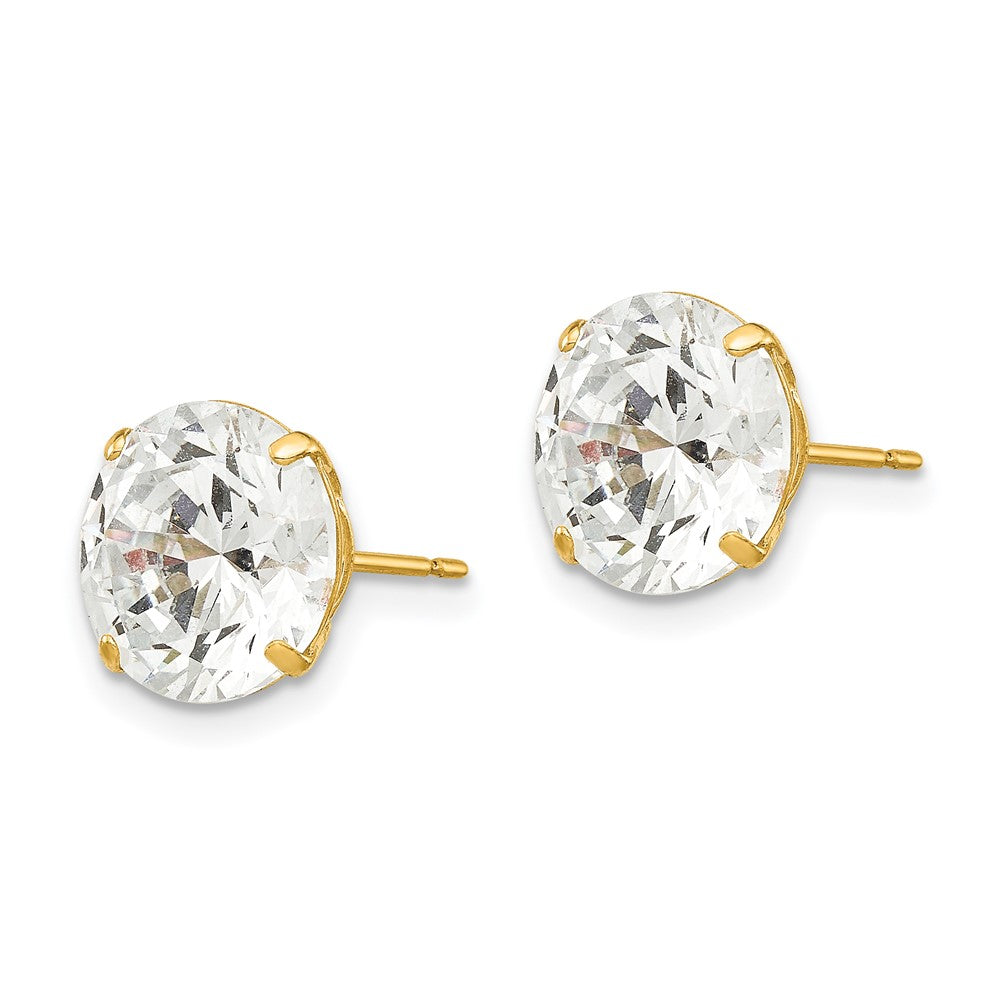 14K Gelbgold 9mm Rund Zirkonia Ohrstecker