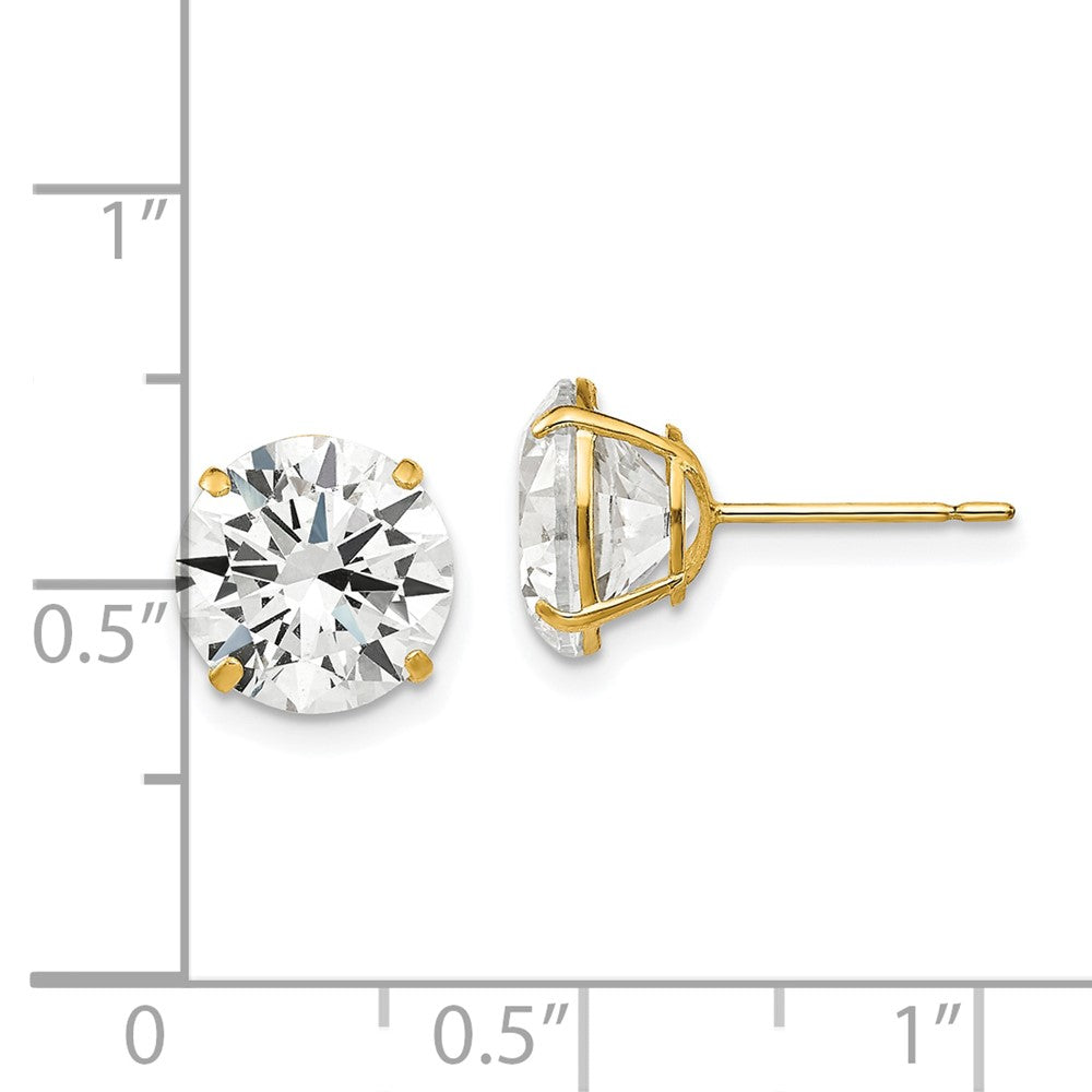 14K Gelbgold 9mm Rund Zirkonia Ohrstecker