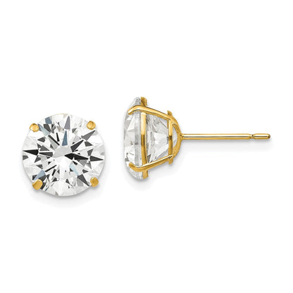 14K Gelbgold 9mm Rund Zirkonia Ohrstecker