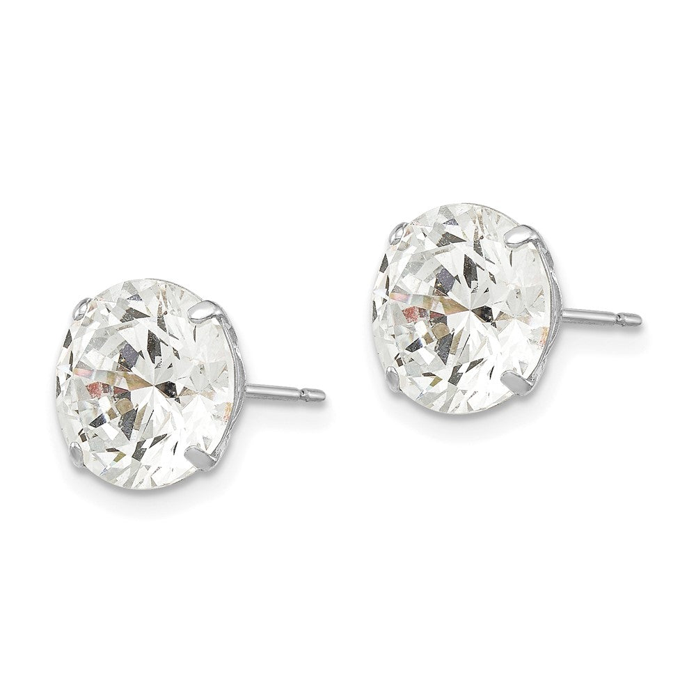 14K Weißgold 9mm Rund Zirkonia Ohrstecker