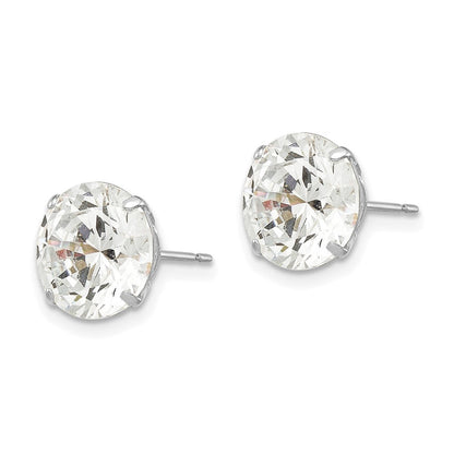 14K Weißgold 9mm Rund Zirkonia Ohrstecker