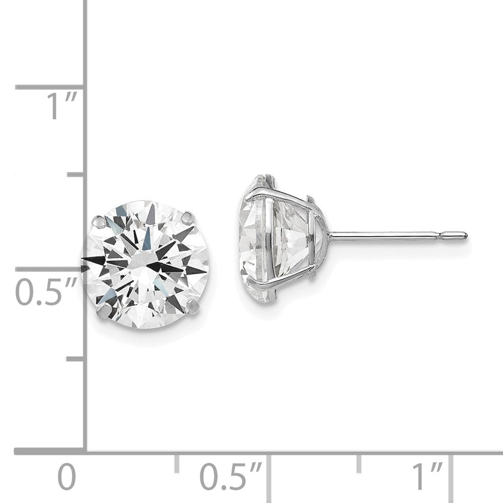 14K Weißgold 9mm Rund Zirkonia Ohrstecker