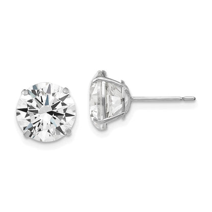 14K Weißgold 9mm Rund Zirkonia Ohrstecker