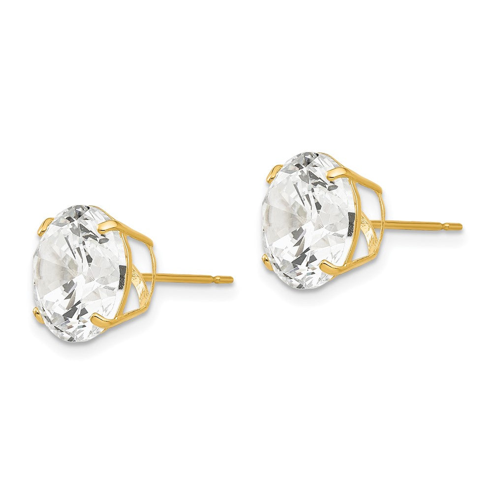 14K Gelbgold 10mm Rund Zirkonia Ohrstecker
