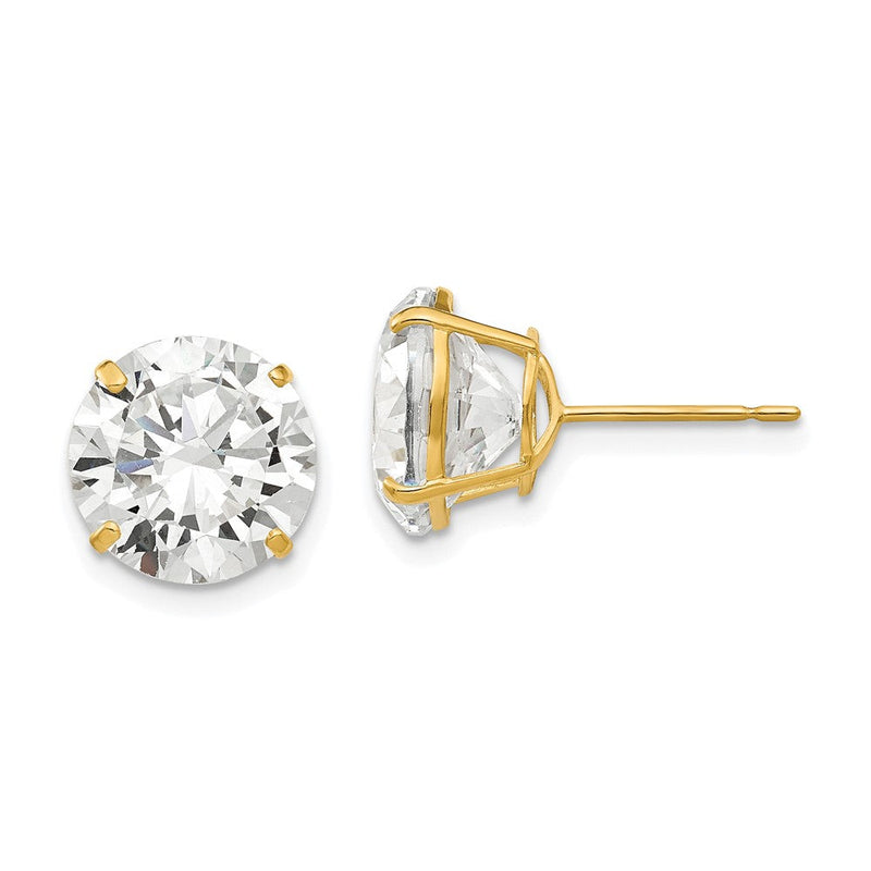 14K Gelbgold 10mm Rund Zirkonia Ohrstecker