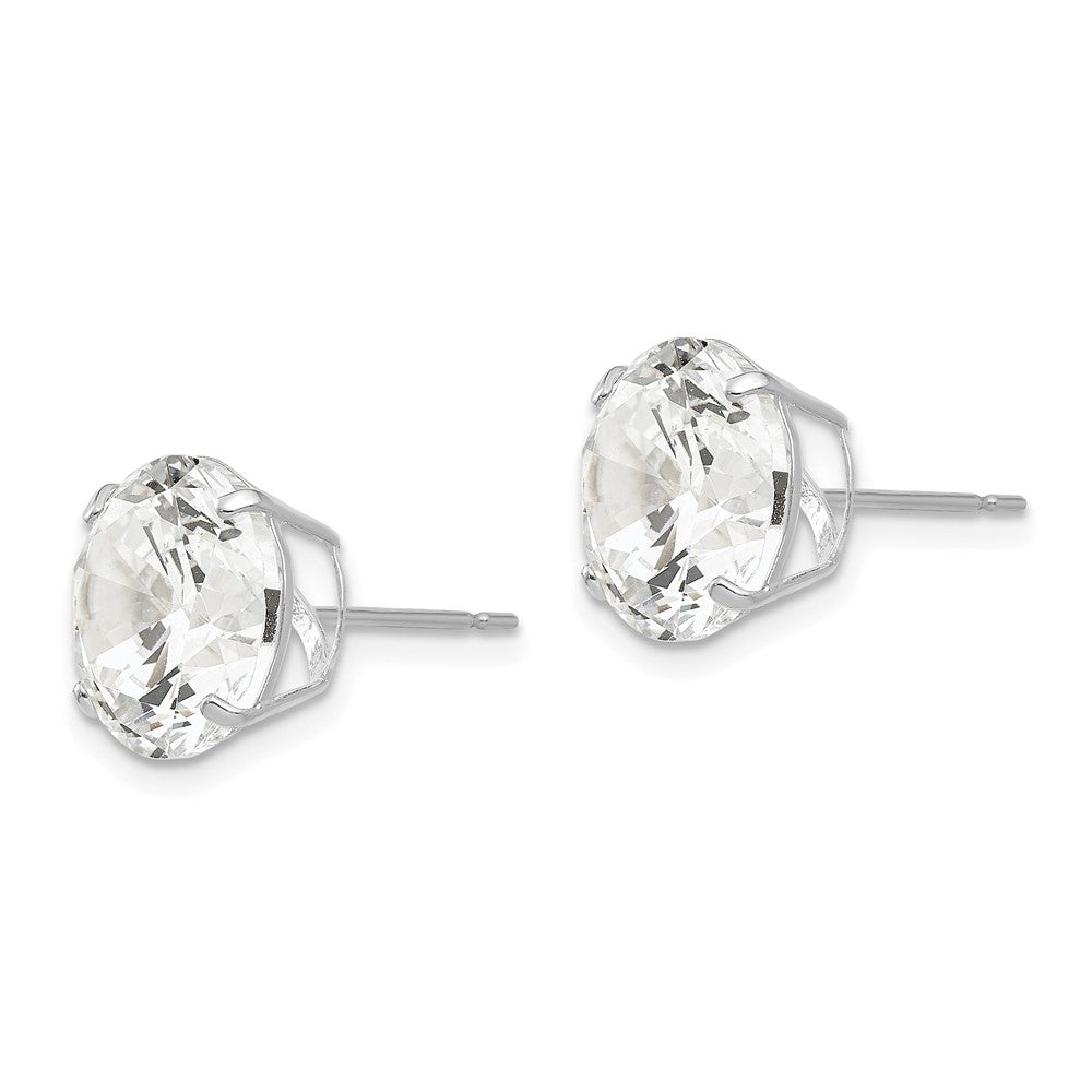 14K Weißgold 10mm Rund Zirkonia Ohrstecker