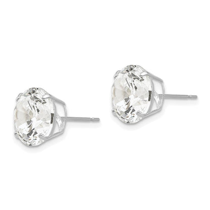14K Weißgold 10mm Rund Zirkonia Ohrstecker