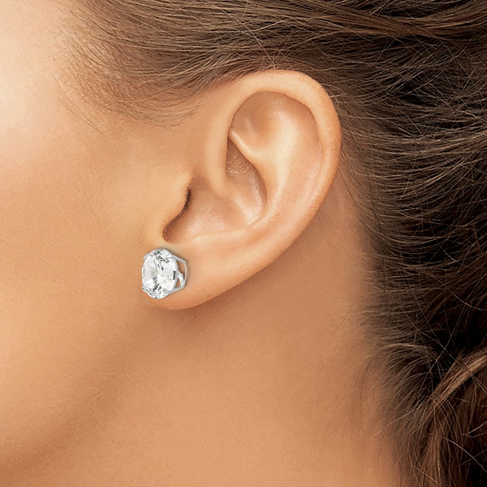 14K Weißgold 10mm Rund Zirkonia Ohrstecker