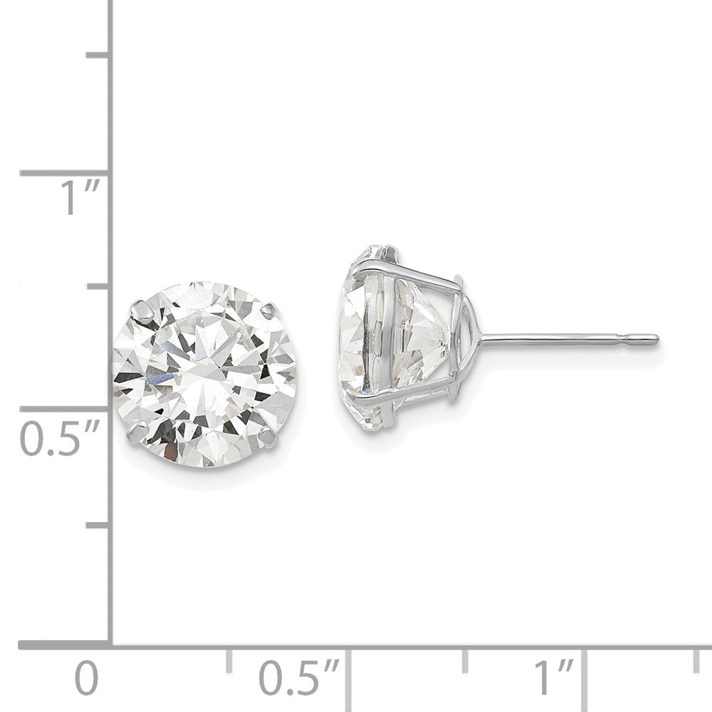 14K Weißgold 10mm Rund Zirkonia Ohrstecker