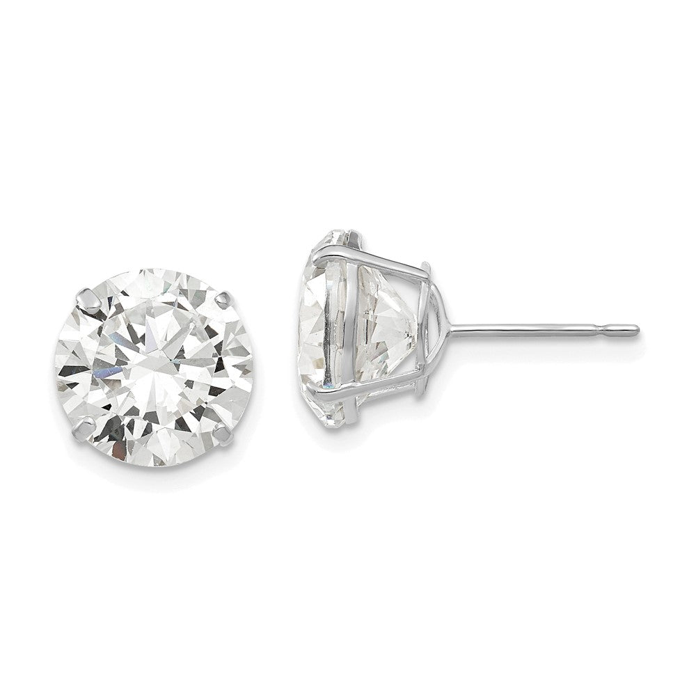 14K Weißgold 10mm Rund Zirkonia Ohrstecker