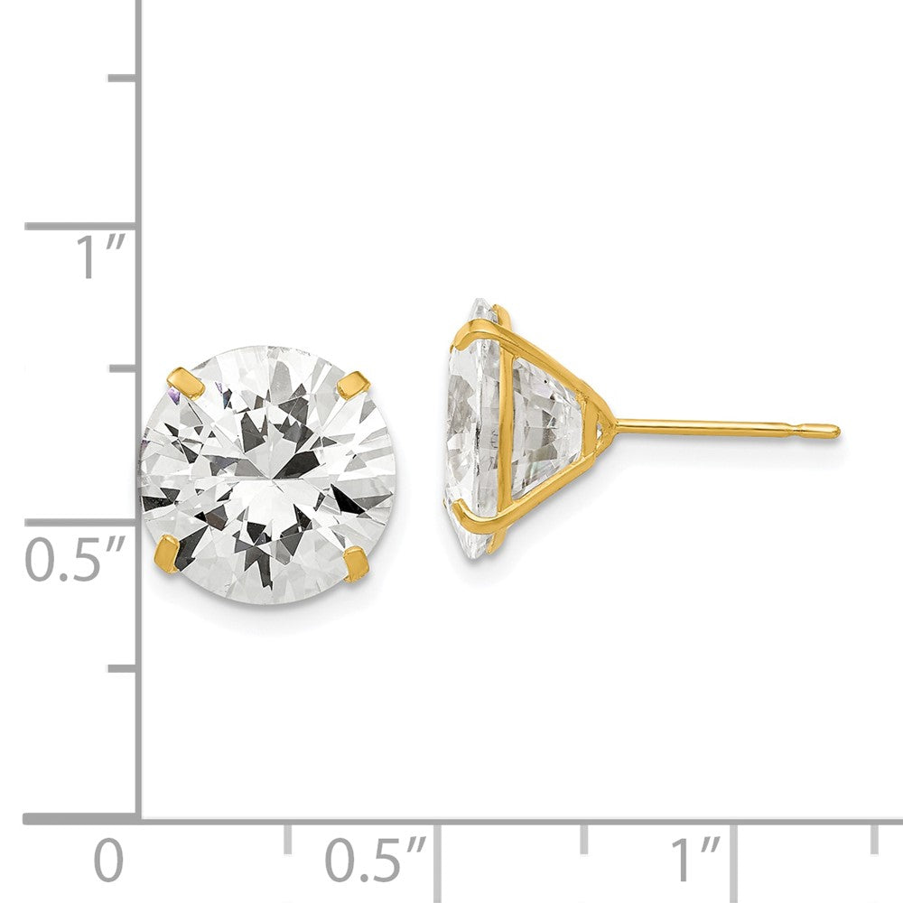 14K Gelbgold 11mm Rund Zirkonia Ohrstecker