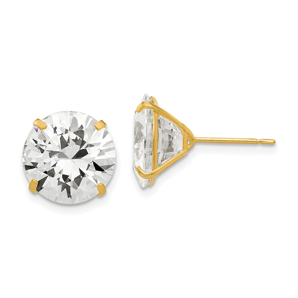 14K Gelbgold 11mm Rund Zirkonia Ohrstecker