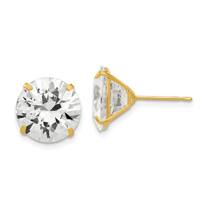 14K Gelbgold 11mm Rund Zirkonia Ohrstecker