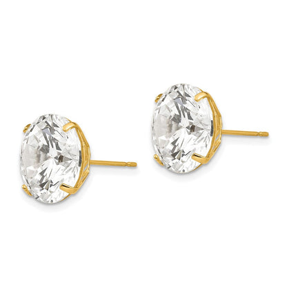 14K Gelbgold 12mm Rund Zirkonia Ohrstecker