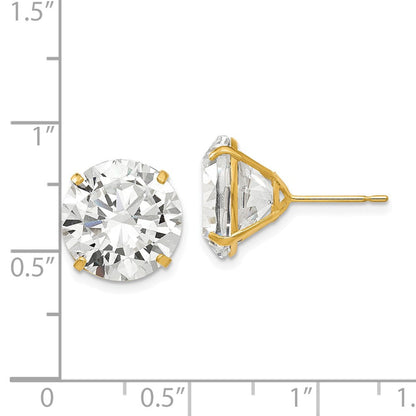 14K Gelbgold 12mm Rund Zirkonia Ohrstecker