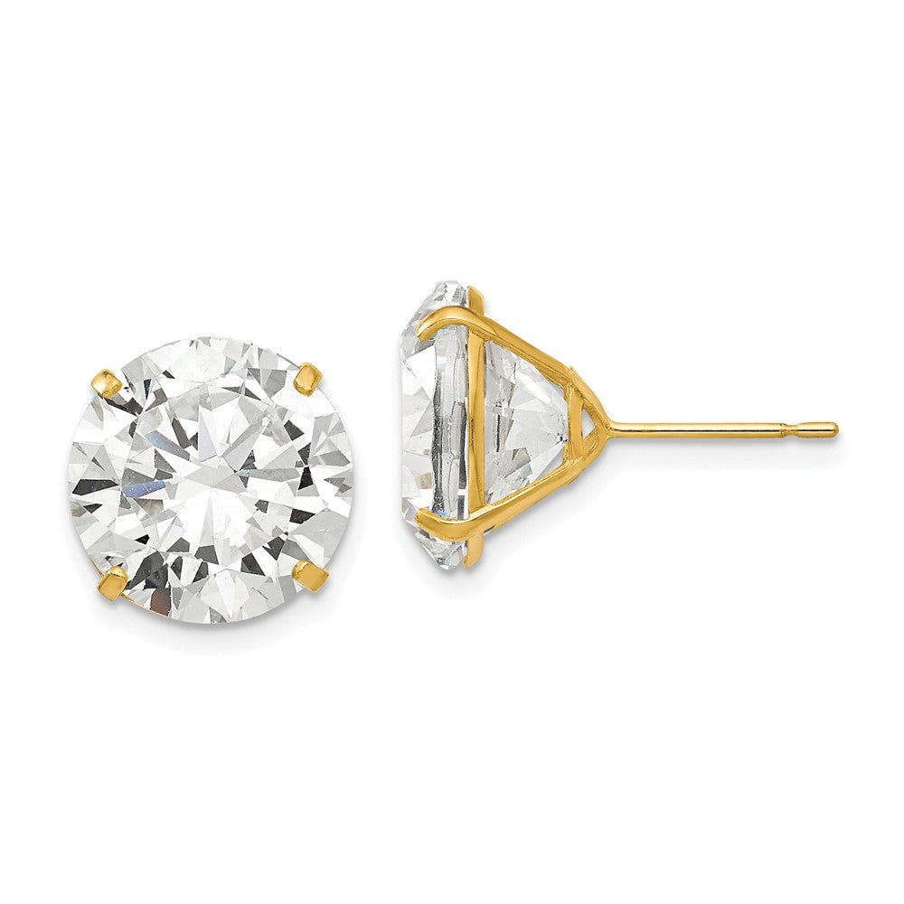 14K Gelbgold 12mm Rund Zirkonia Ohrstecker