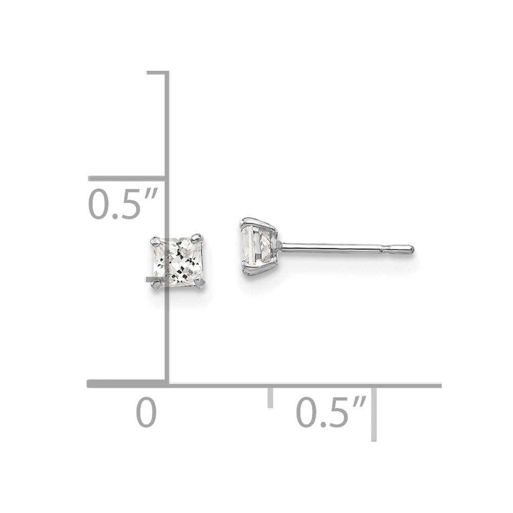 14K Weißgold 3mm Quadratisch Zirkonia Ohrstecker