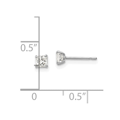 14K Weißgold 3mm Quadratisch Zirkonia Ohrstecker