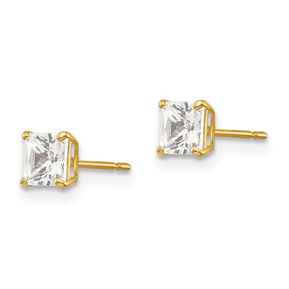 14K Gelbgold 4mm Quadratisch Zirkonia Ohrstecker
