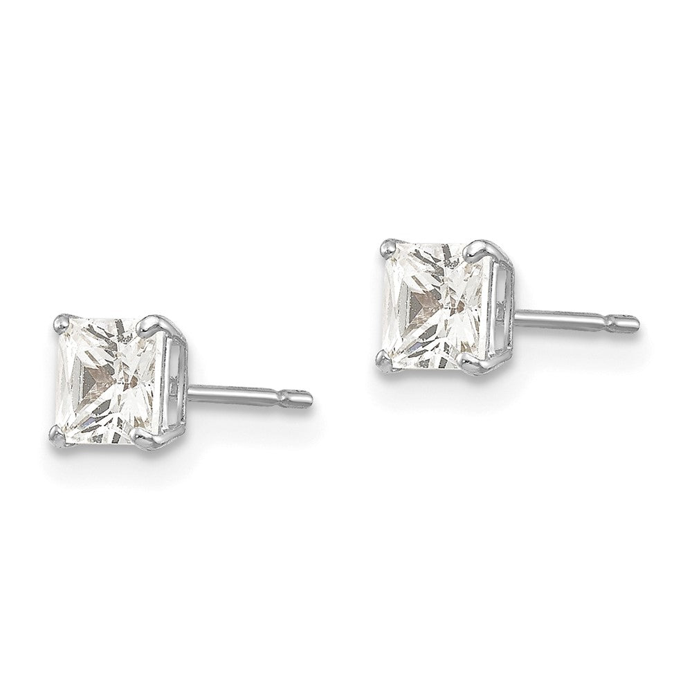 14K Weißgold 4mm Quadratisch Zirkonia Ohrstecker