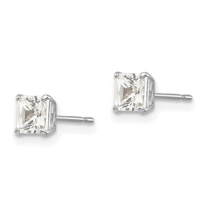14K Weißgold 4mm Quadratisch Zirkonia Ohrstecker