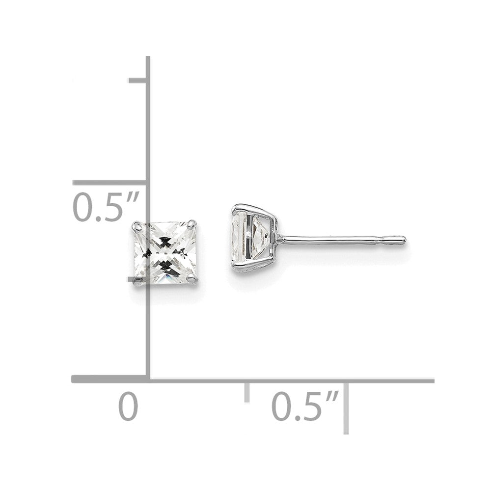 14K Weißgold 4mm Quadratisch Zirkonia Ohrstecker