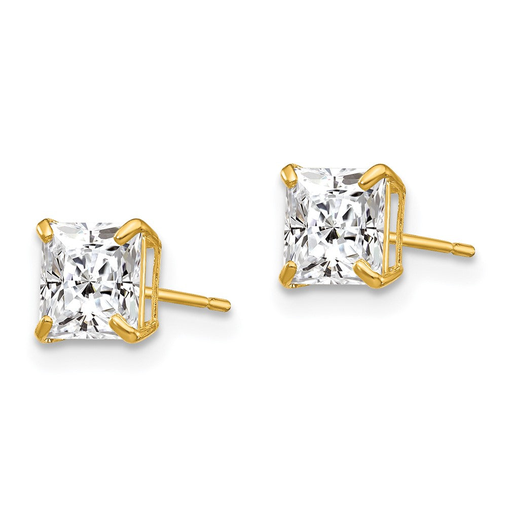 14K Gelbgold 5mm Quadratisch Zirkonia Ohrstecker