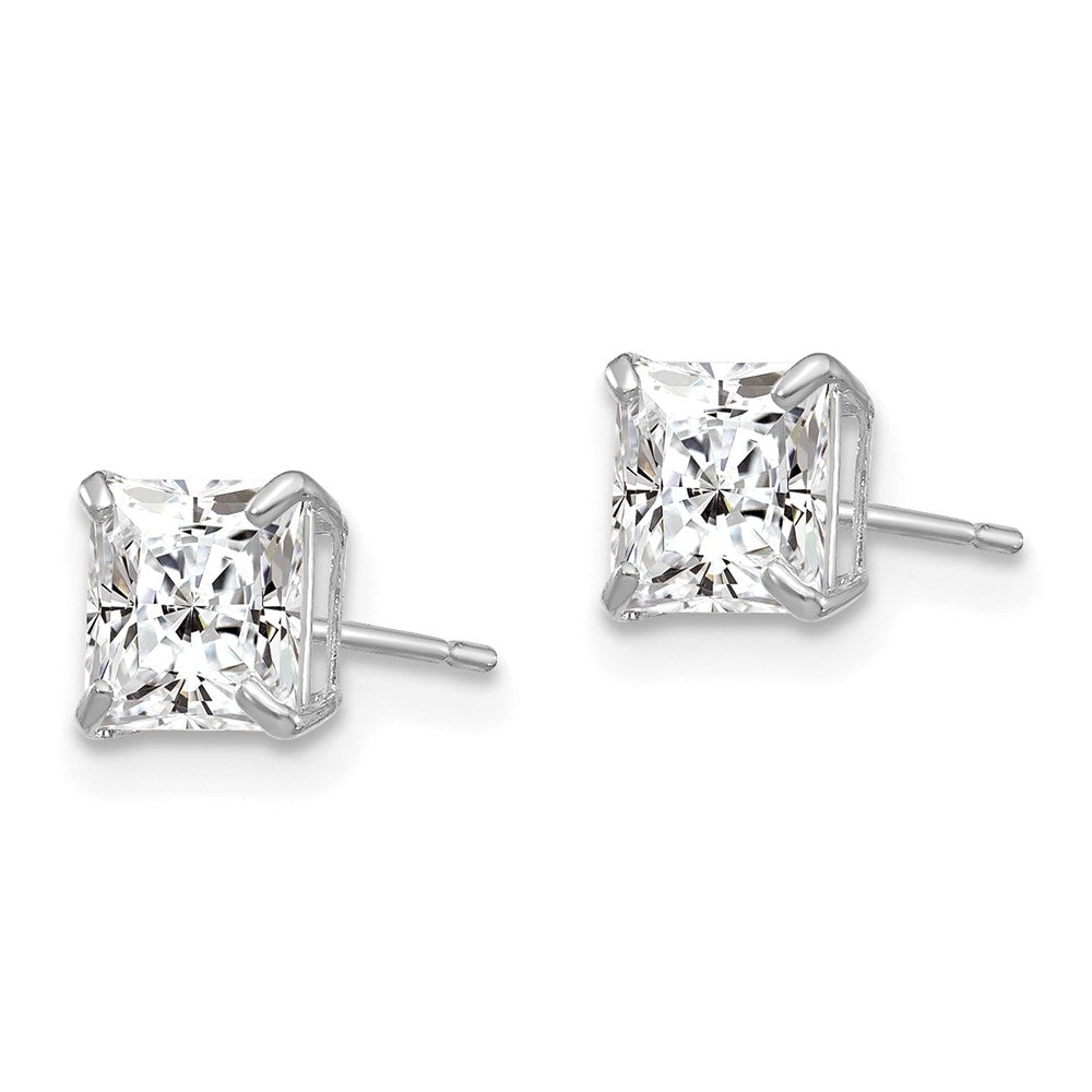14K Weißgold 5mm Quadratisch Zirkonia Ohrstecker