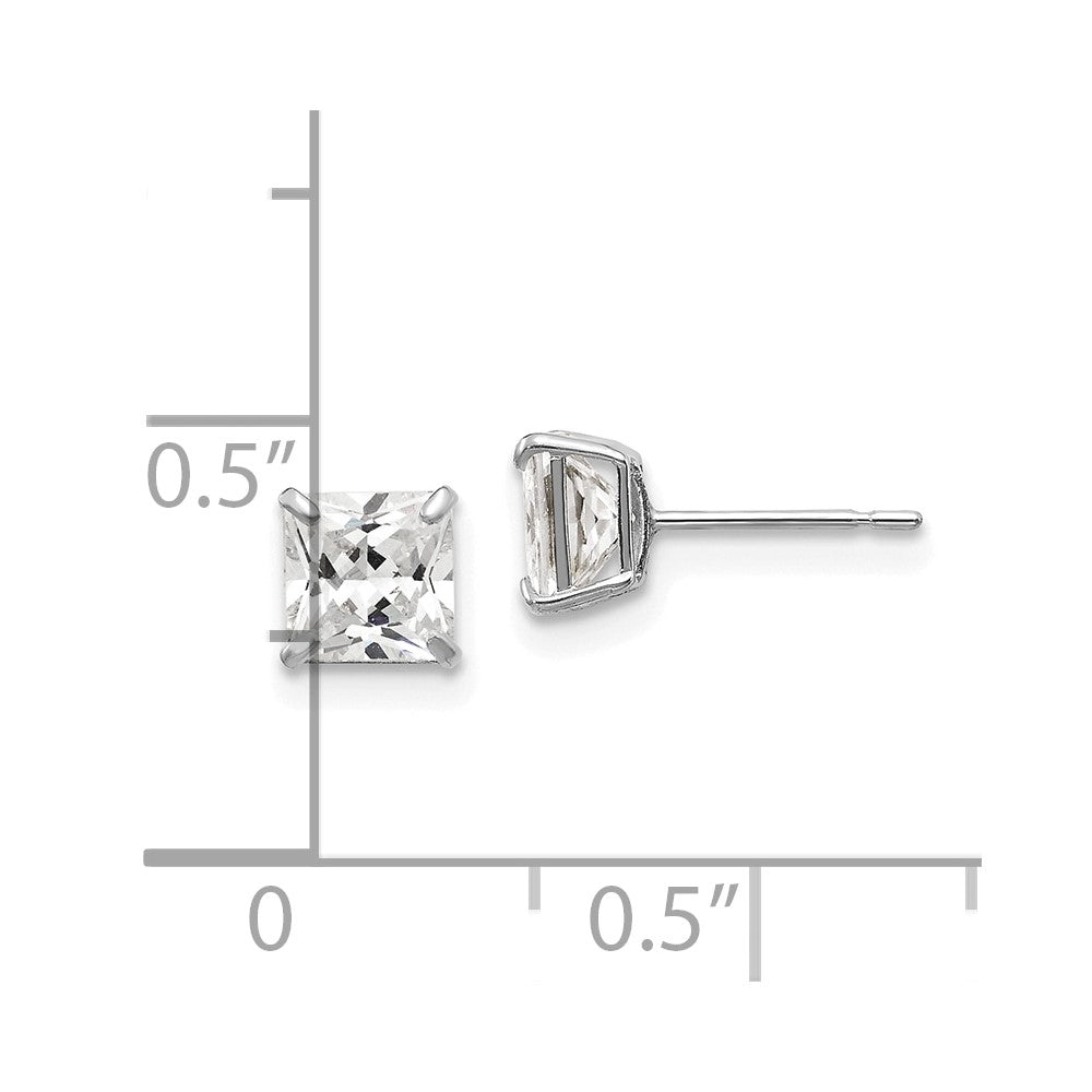 14K Weißgold 5mm Quadratisch Zirkonia Ohrstecker