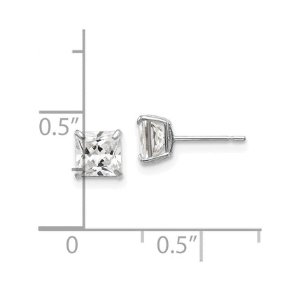 14K Weißgold 5mm Quadratisch Zirkonia Ohrstecker