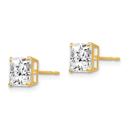 14K Gelbgold 6mm Quadratisch Zirkonia Ohrstecker