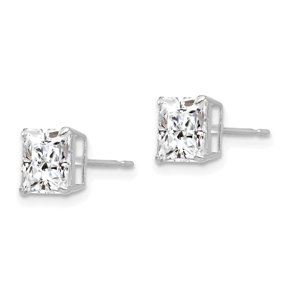 14K Weißgold 6mm Quadratisch Zirkonia Ohrstecker