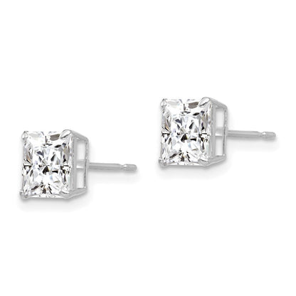 14K Weißgold 6mm Quadratisch Zirkonia Ohrstecker