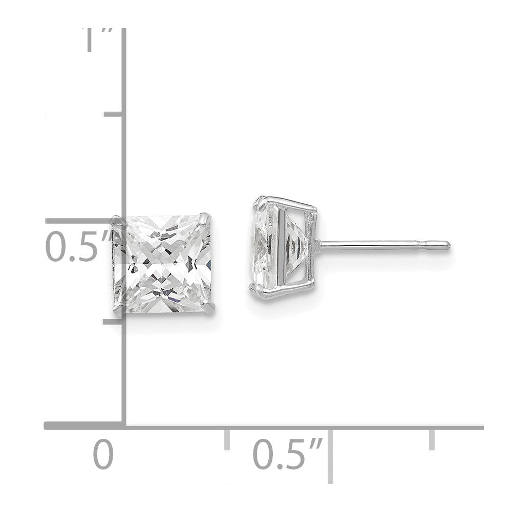 14K Weißgold 6mm Quadratisch Zirkonia Ohrstecker