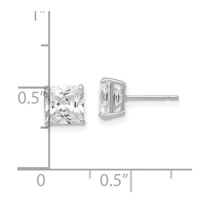 14K Weißgold 6mm Quadratisch Zirkonia Ohrstecker