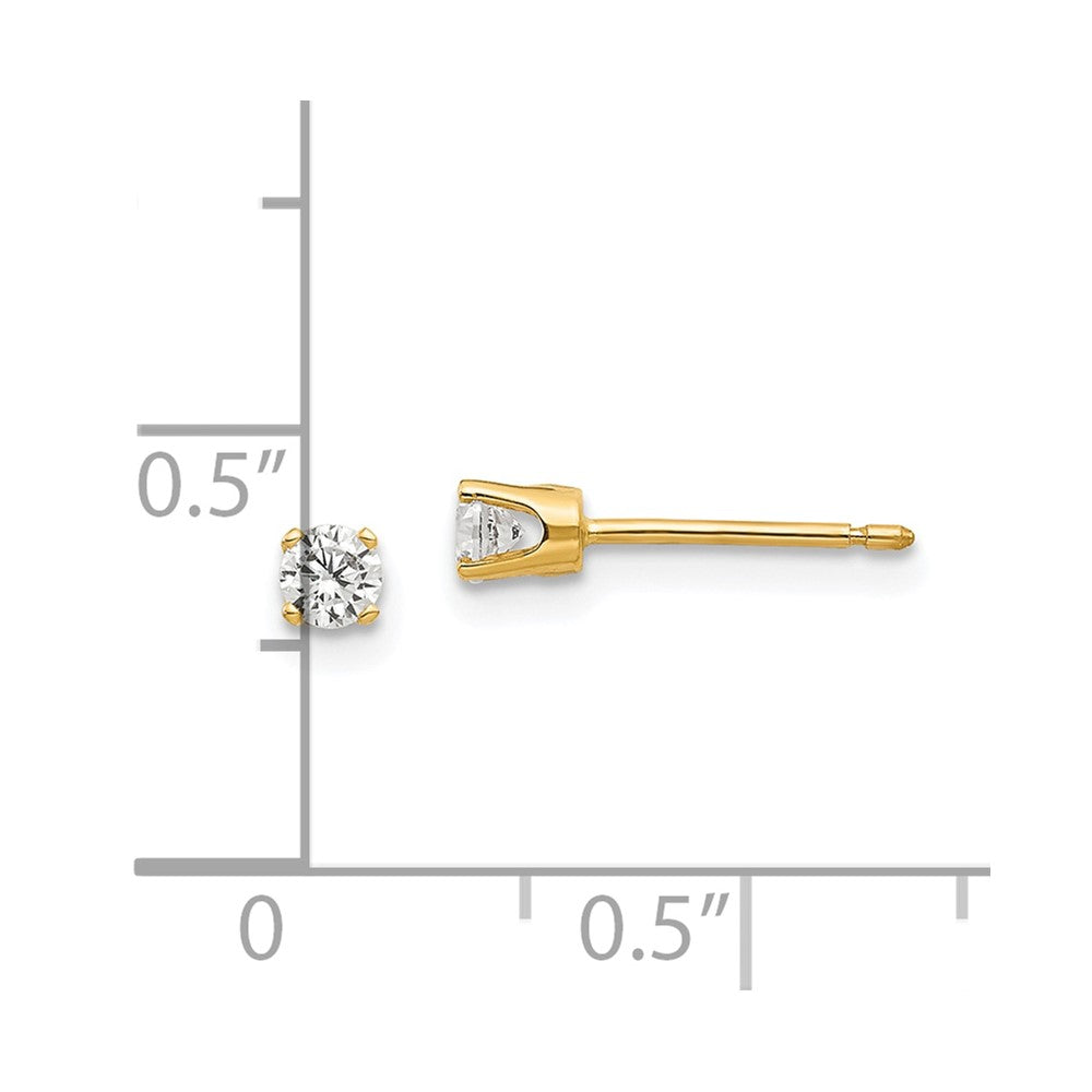 14K Gelbgold 3mm Zirkonia Ohrstecker