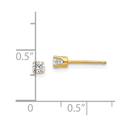 14K Gelbgold 3mm Zirkonia Ohrstecker