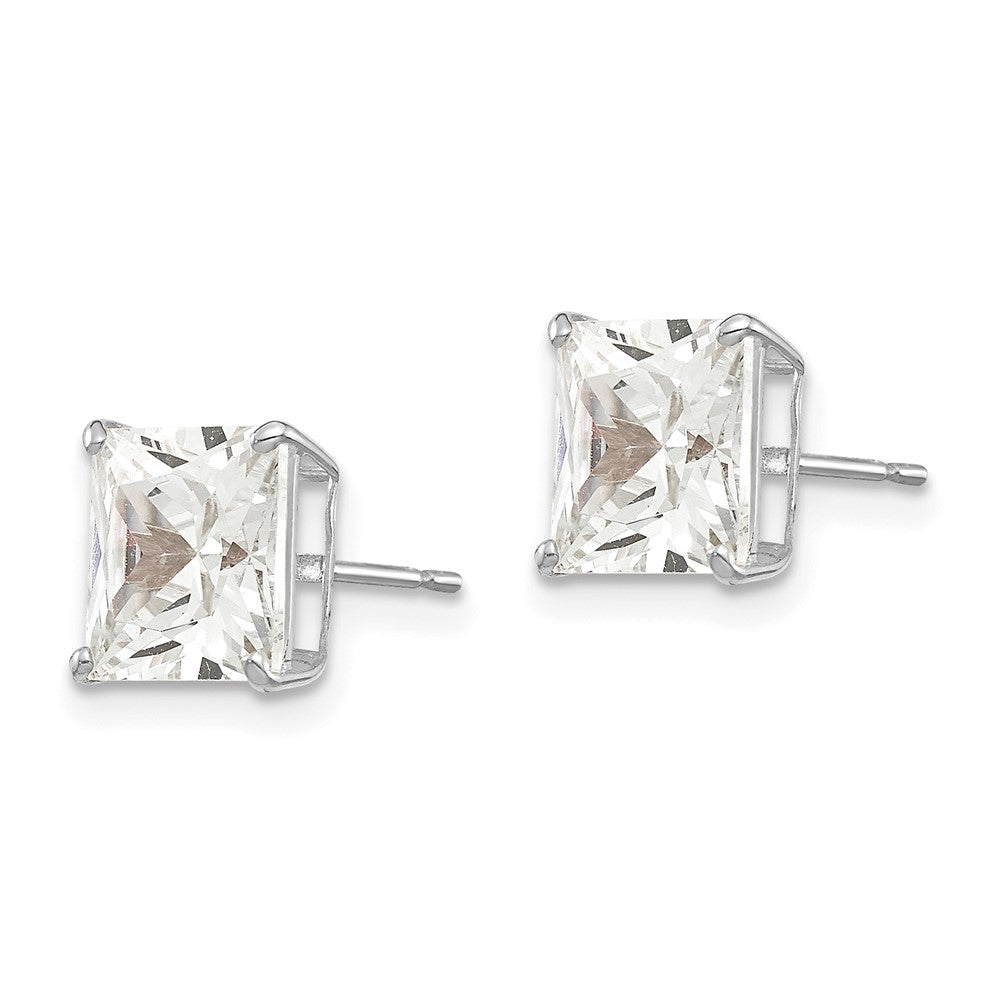 14K Weißgold 7mm Quadratisch Zirkonia Ohrstecker