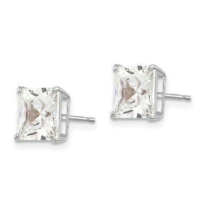 14K Weißgold 7mm Quadratisch Zirkonia Ohrstecker