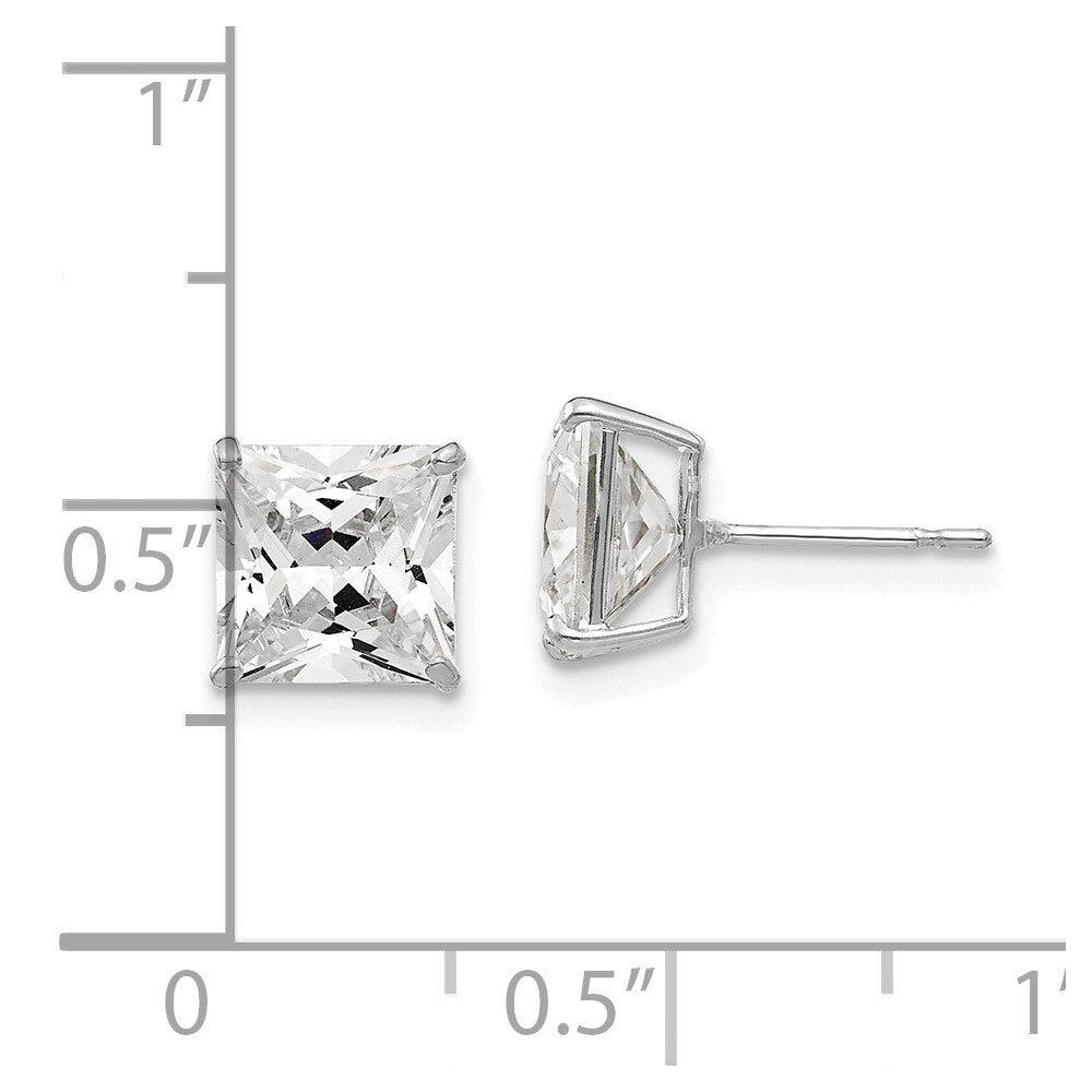 14K Weißgold 7mm Quadratisch Zirkonia Ohrstecker