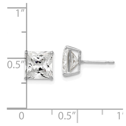14K Weißgold 7mm Quadratisch Zirkonia Ohrstecker