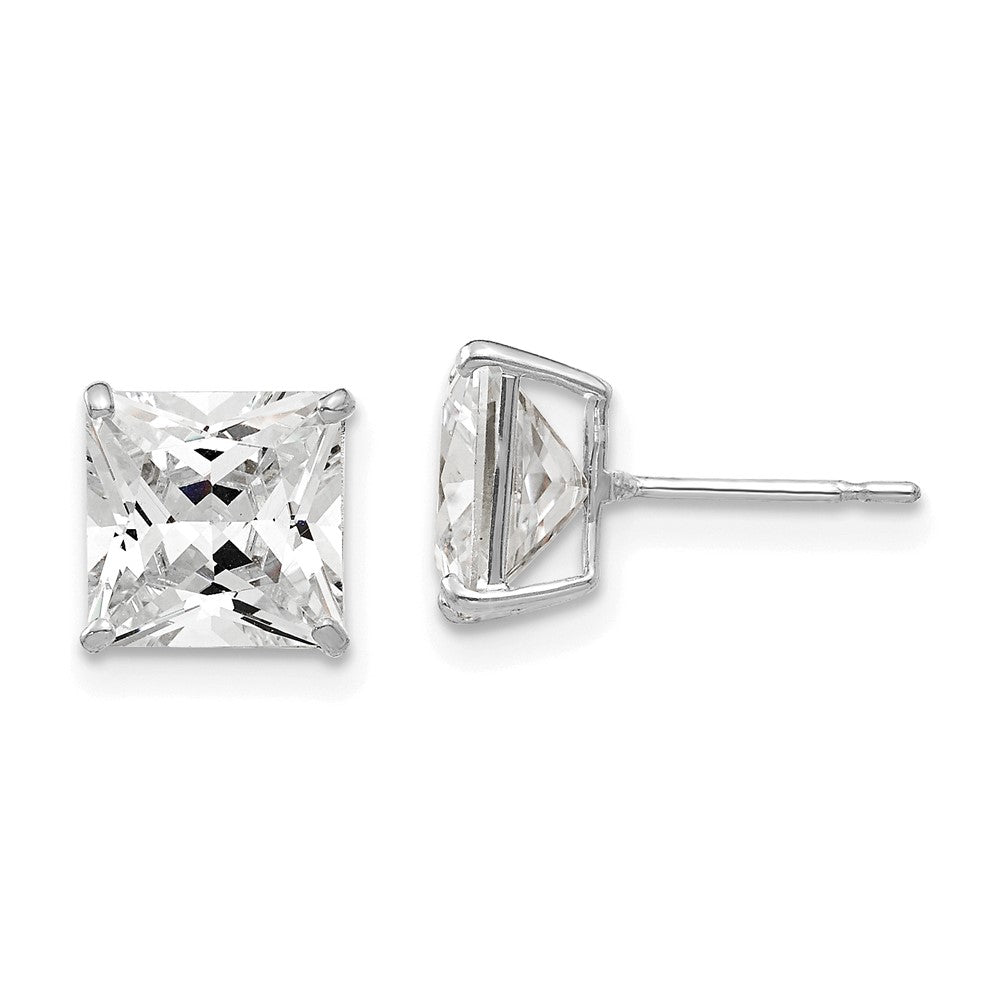 14K Weißgold 7mm Quadratisch Zirkonia Ohrstecker