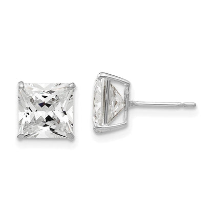 14K Weißgold 7mm Quadratisch Zirkonia Ohrstecker