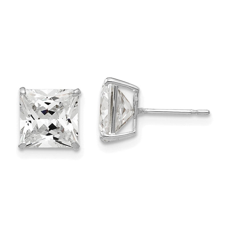 14K Weißgold 7mm Quadratisch Zirkonia Ohrstecker
