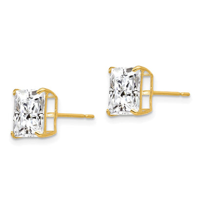 14K Gelbgold 8mm Quadratisch Zirkonia Ohrstecker