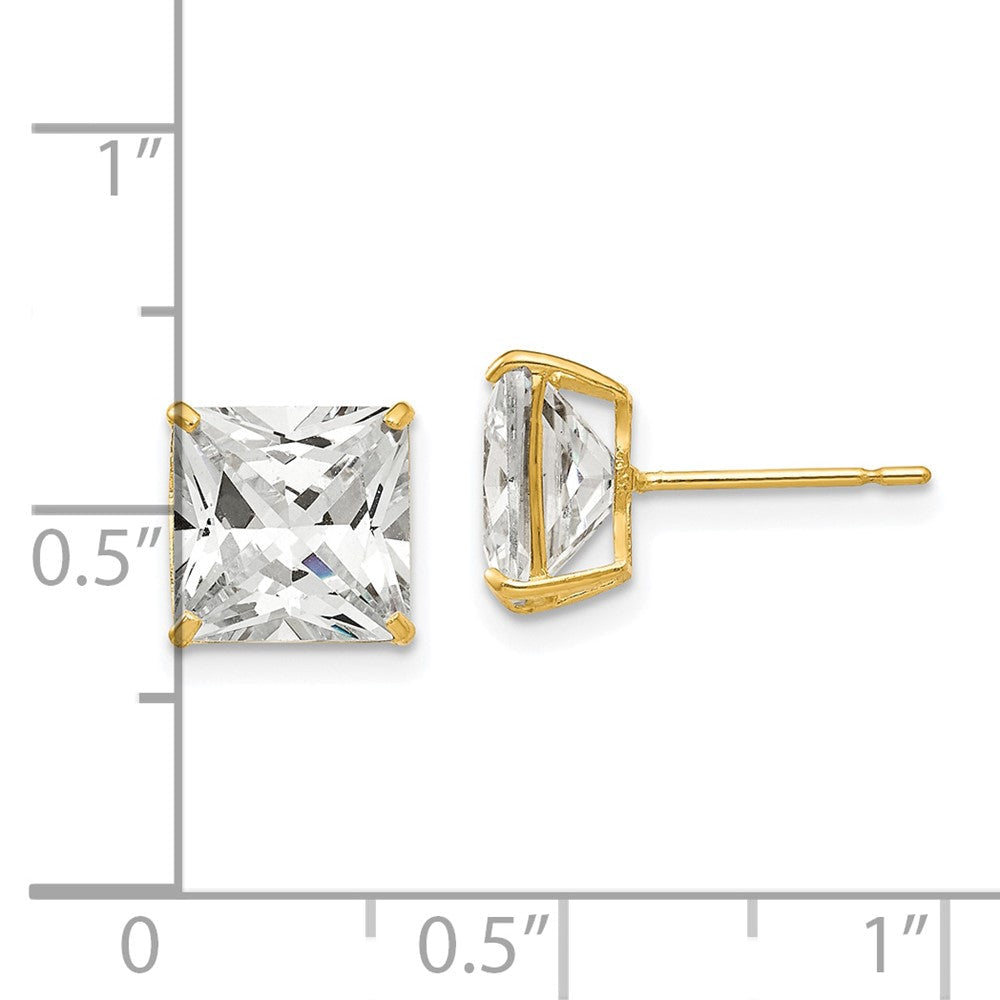 14K Gelbgold 8mm Quadratisch Zirkonia Ohrstecker